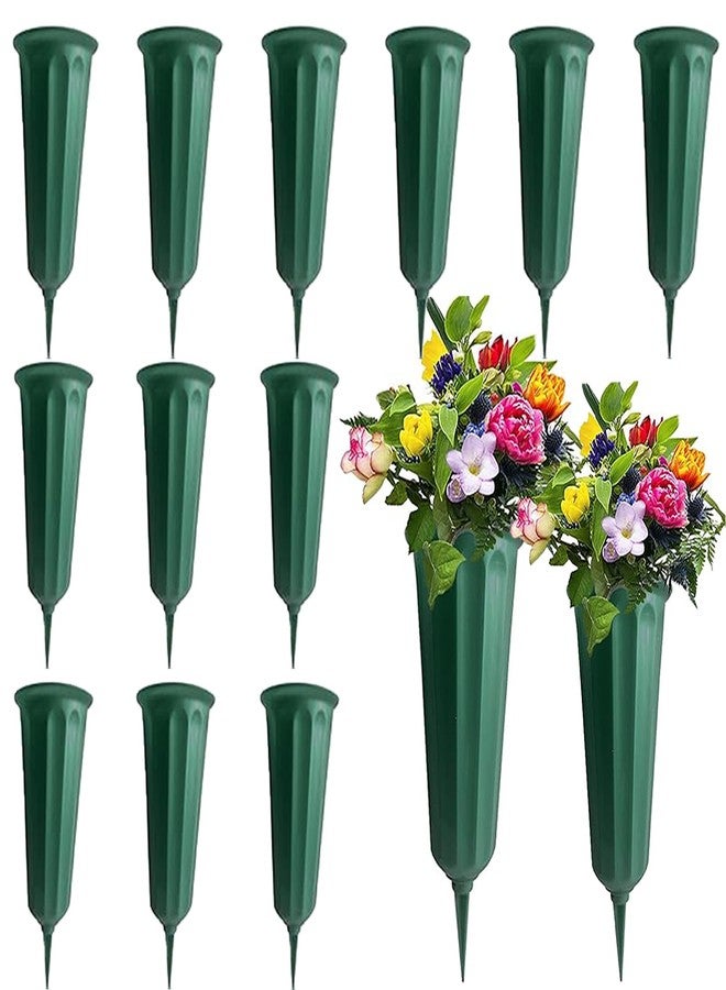 Azuline Cemetery Vases for Grave with Spikes Cemetery Flower Holder for Cemetery Grave Flower Holder Cemetery Plastic Vases for Flowers Decorations for Grave vase for Cemetery Grave 12 PCS - Image 1